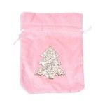 SACO VELUDO NATAL 19X15,5 ROSA E7-9170B