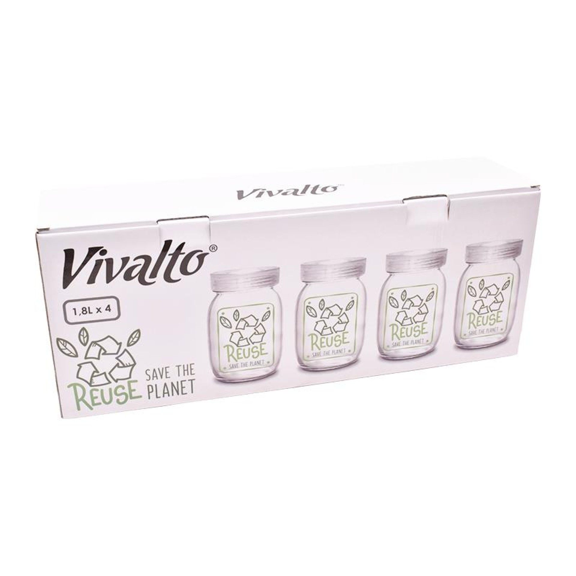FRASCO VIDRO CONJ 4 1800ML REUSE FRASCO VIDRO CONJ 4 1800ML REUSE