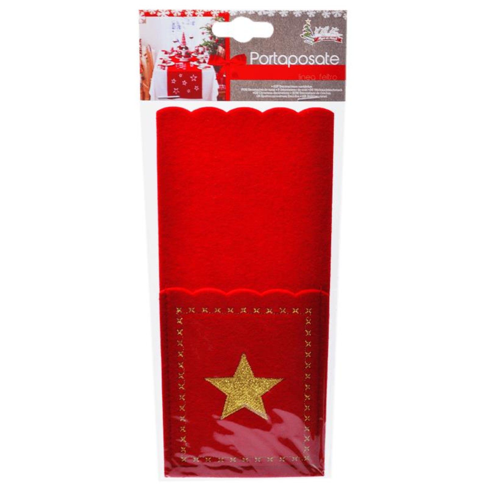 PORTA TALHERES NATAL FELTRO VERM/OURO PORTA TALHERES NATAL FELTRO VERM/OURO