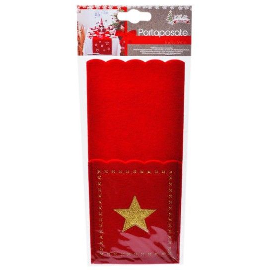 PORTA TALHERES NATAL FELTRO VERM/OURO PORTA TALHERES NATAL FELTRO VERM/OURO