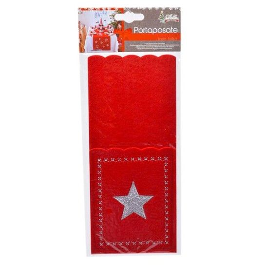 PORTA TALHERES NATAL FELTRO VRM/PRATA PORTA TALHERES NATAL FELTRO VRM/PRATA