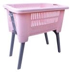 CESTO ROUPA C PES DOBR SORT ROSA/VRD