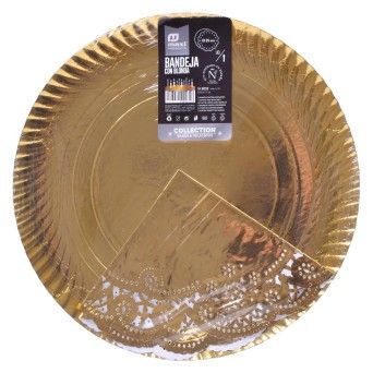 PRATO PAPEL DOURADO C/ NAPERON 35CM CX72