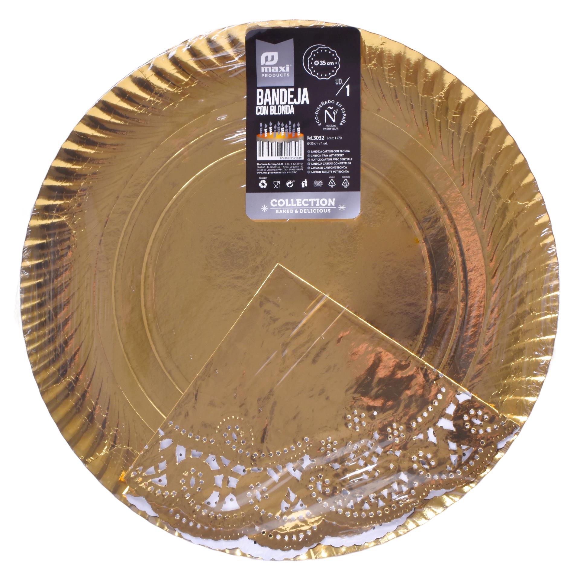PRATO PAPEL DOURADO C/ NAPERON 35CM CX72 PRATO PAPEL DOURADO C/ NAPERON 35CM CX72