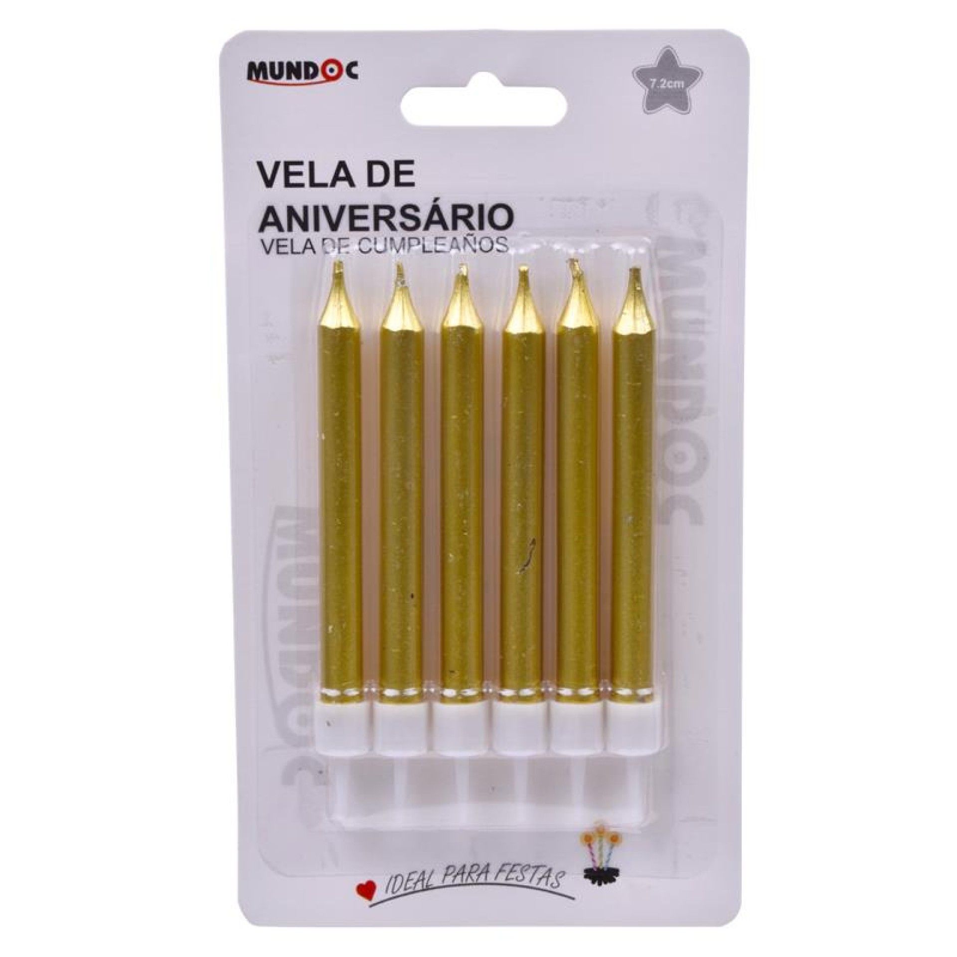 CONUNTO 6 VELAS ANIVERSARIO DOURADA 8CM CONUNTO 6 VELAS ANIVERSARIO DOURADA 8CM