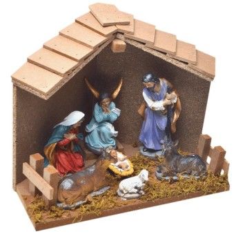 PRESEPIO 23CM C/ CABANA MAD.
