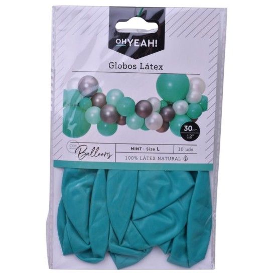 BALAO LATEX VERDE MINT 30CM CX20