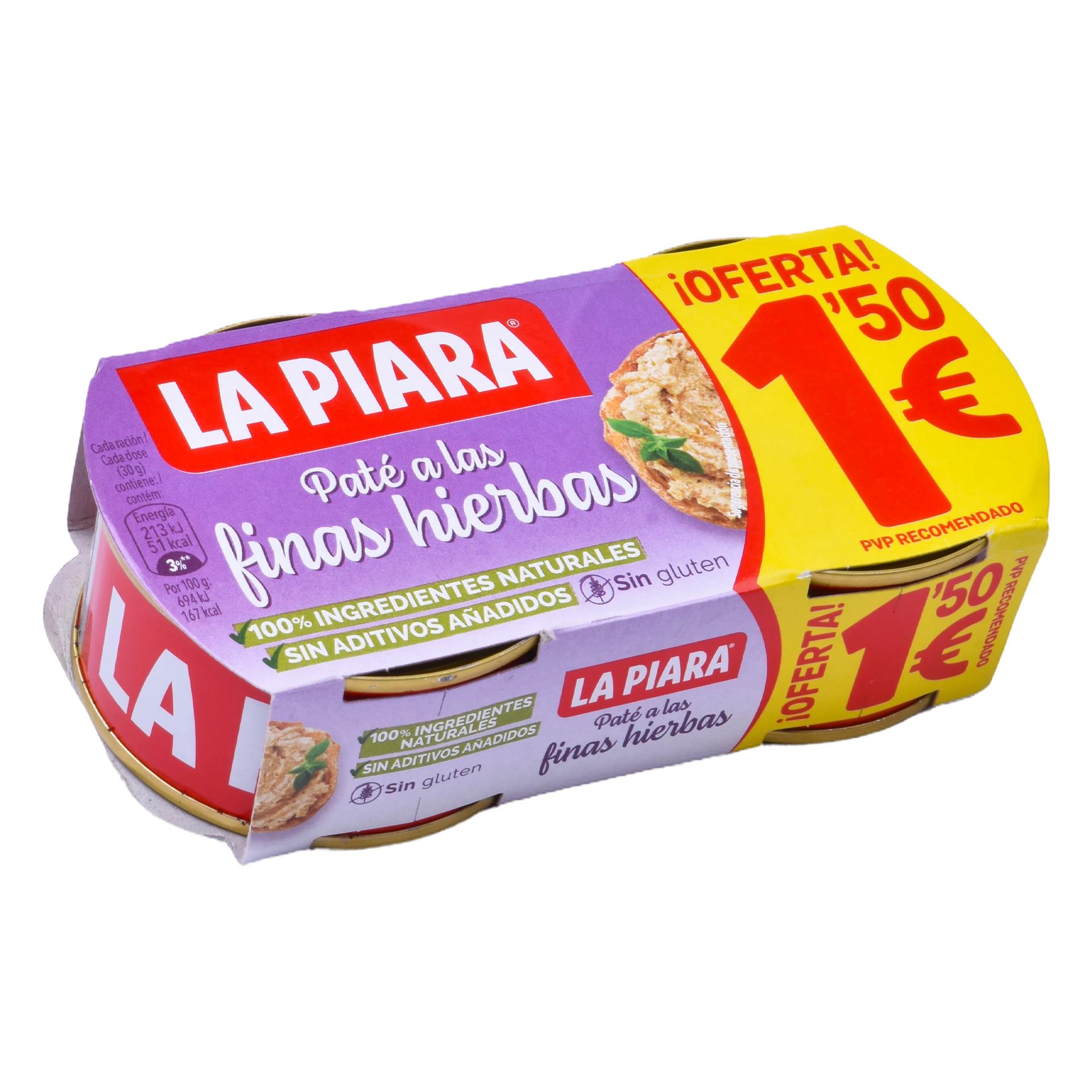 LA PIARA PATE ERVAS FINAS 2X75G PV1.5 LA PIARA PATE ERVAS FINAS 2X75G PV1.5