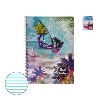 CADERNO ESPIR A5 80F PAUTA WATERSPOR