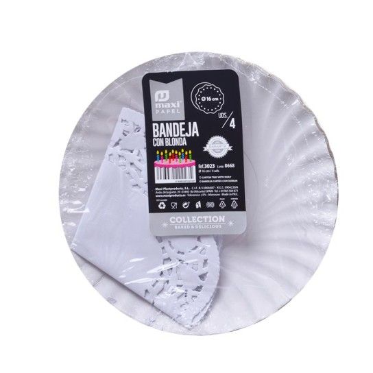 BANDEJA PAPEL P/ BOLOS RED. 16CM 4UN