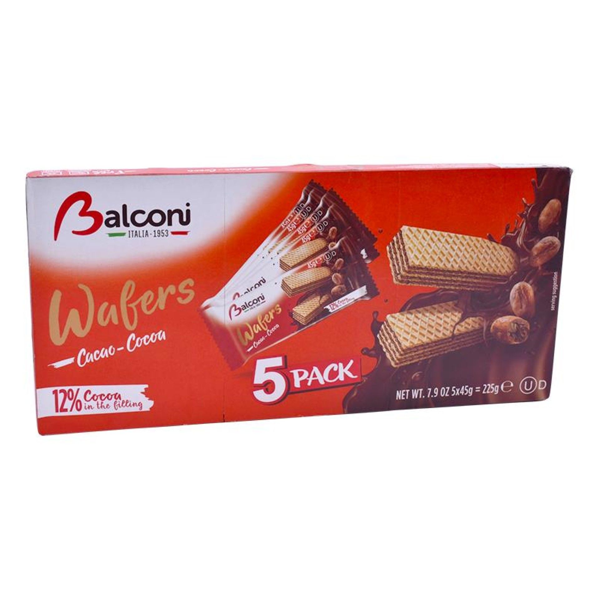 WAFERS BALCONI CACAU 5X45G WAFERS BALCONI CACAU 5X45G