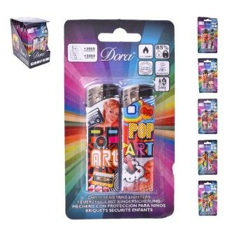 ISQUEIRO DECORADO BLISTER 2 10-18POP2/B2