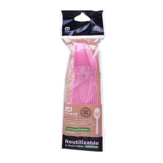 COLHER DESC REUT ROSA 12.5CM 15UN 1343R
