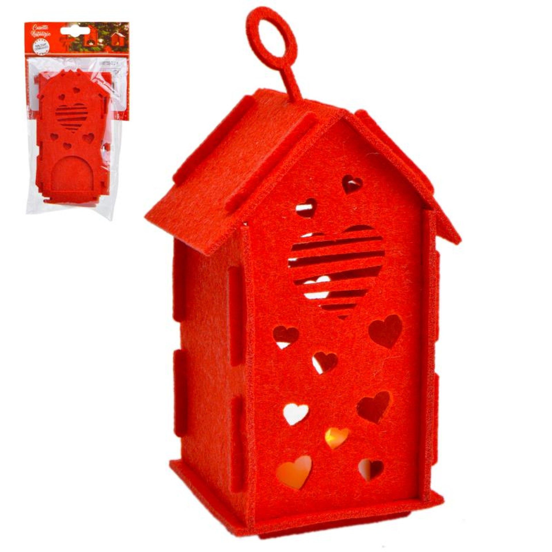 CASA NATAL FELTRO VRM C/ TEALIGHT LED CASA NATAL FELTRO VRM C/ TEALIGHT LED
