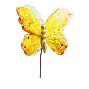 NATAL BORBOLETA VELUDO OURO 30CM FA-36780