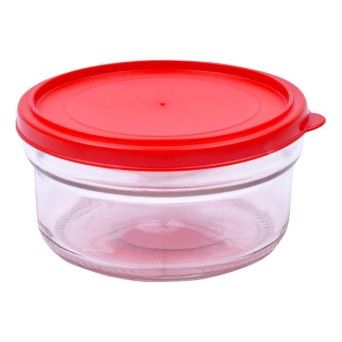 RECIPIENTE VIDRO REDONDO 415ML VERMELH
