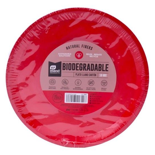 PRATO CARTAO BIO VERM 20.5CM 10UN 8075