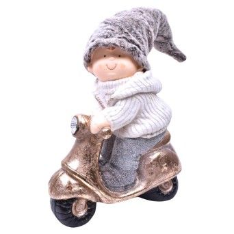 BONECO RESINA C/ GORRO E MOTA