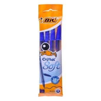BIC CRISTAL SOFT PACK 4UN AZUL