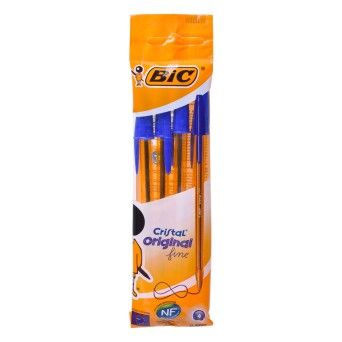 BIC CRISTAL ORIGINAL FINE PACK 4UN AZUL