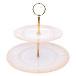 TAÇA DE VIDRO 2 PISOS 28+21CM BRAN/ DOURADO TAÇA DE VIDRO 2 PISOS 28+21CM BRAN/ DOURADO