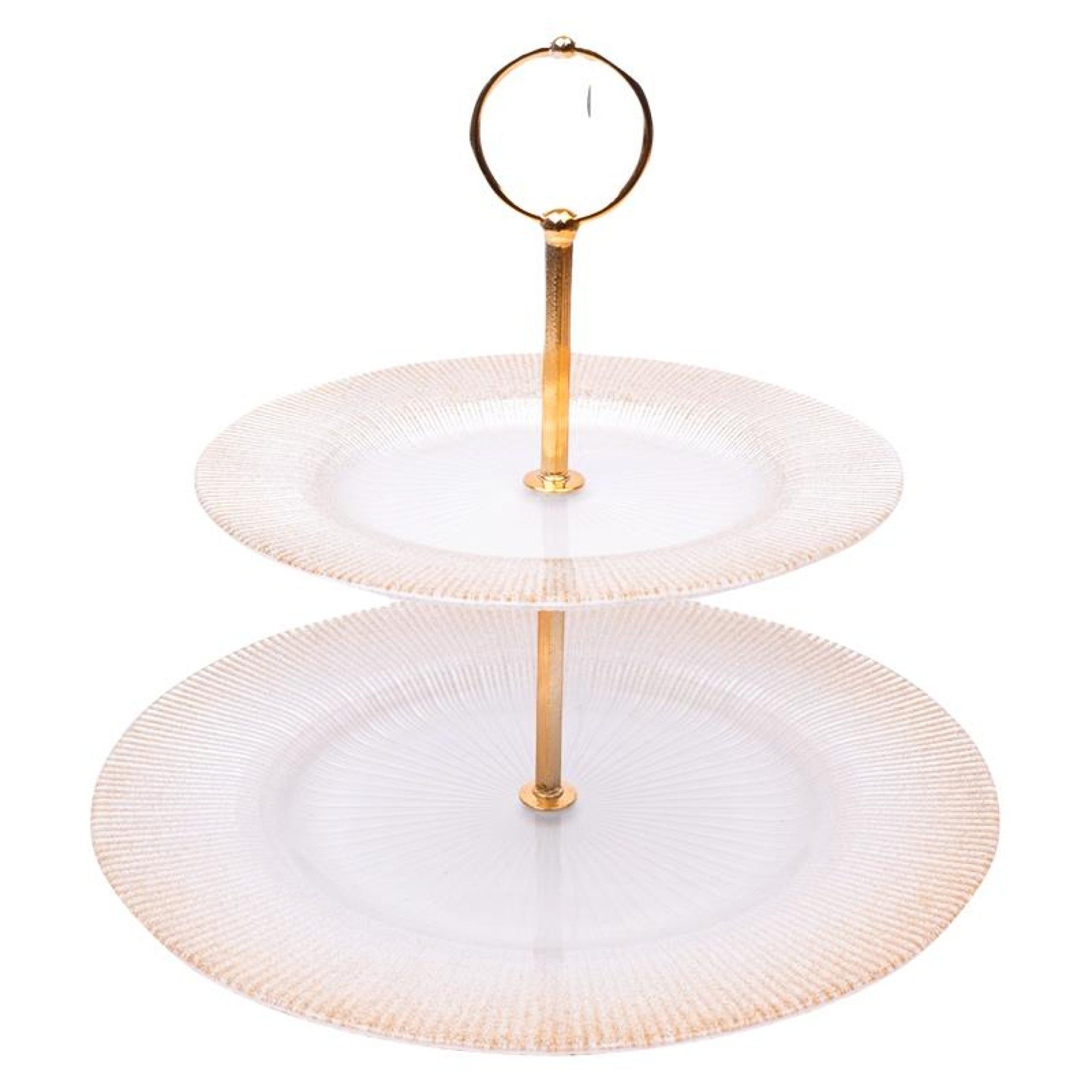 TAÇA DE VIDRO 2 PISOS 28+21CM BRAN/ DOURADO TAÇA DE VIDRO 2 PISOS 28+21CM BRAN/ DOURADO