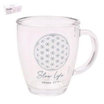 CANECA DE VIDRO 320ML SLOW LIFE