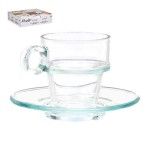 CHAVENA CAFE VIDRO 100ML C/PRATO CX6UN