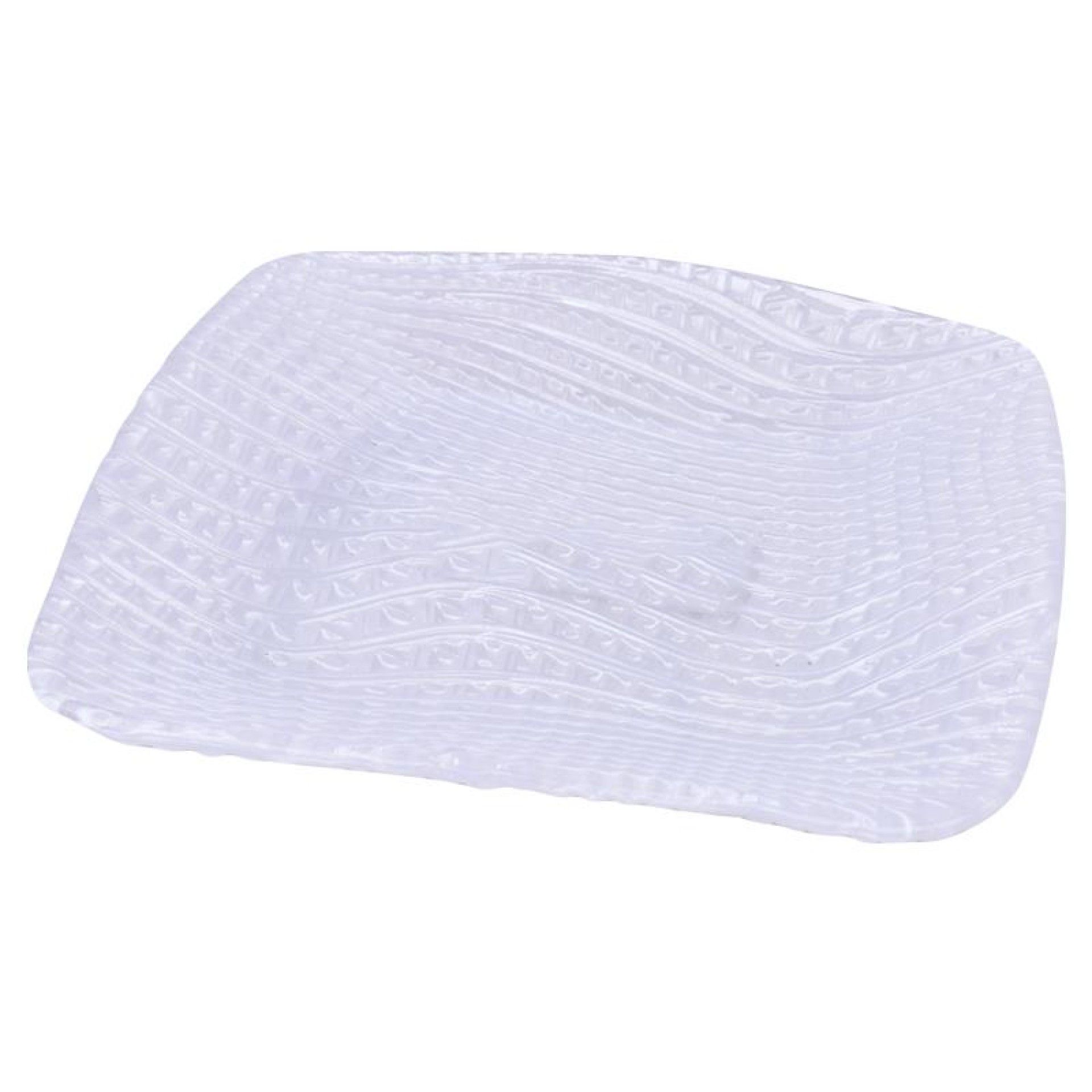 PRATO VIDRO QUAD. 16CM PRATA
