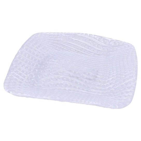 PRATO VIDRO QUAD. 16CM PRATA