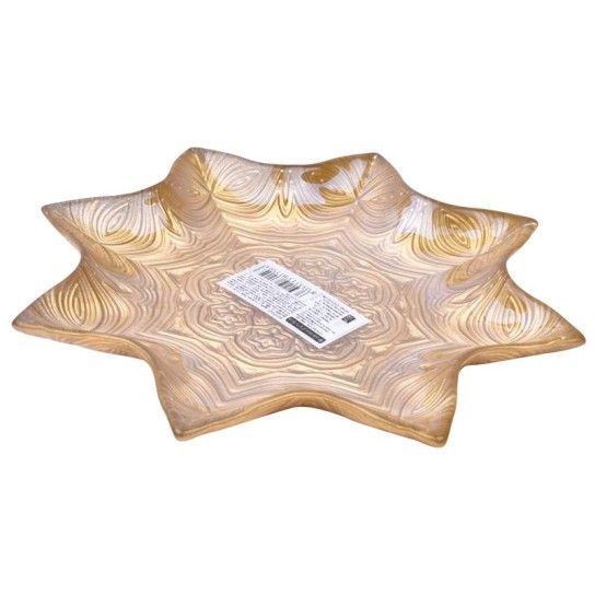 PRATO VIDRO ESTRELA OURO 20CM *CX6** PRATO VIDRO ESTRELA OURO 20CM *CX6**