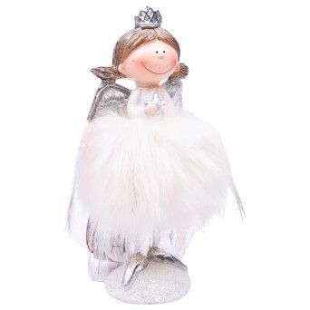 ANJO BRANCO 21CM VESTIDO DE PELO C/LUZ