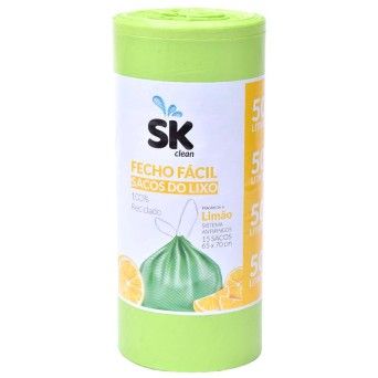 SACO LIXO 50L LIMAO 15UN