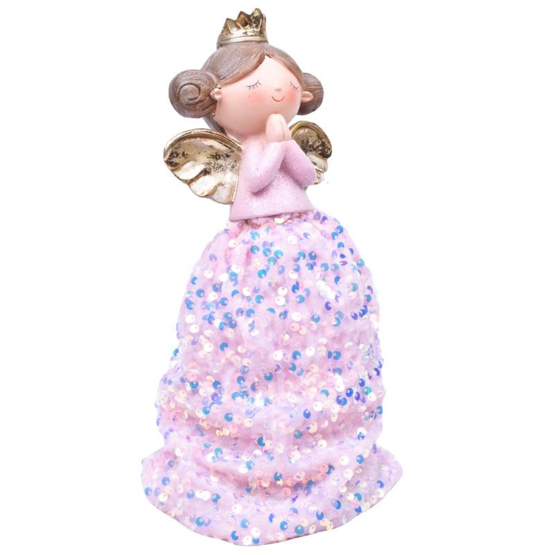 ANJO 29CM VESTIDO DE LANTEJOLA ROSA C/LUZ ANJO 29CM VESTIDO DE LANTEJOLA ROSA C/LUZ