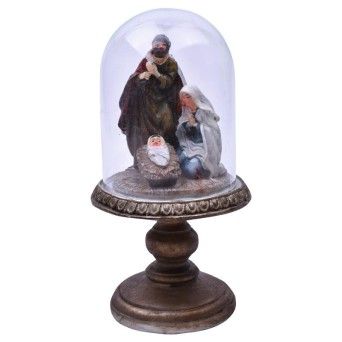 PRESEPIO RESINA C/ REDOMA VIDRO 17CM