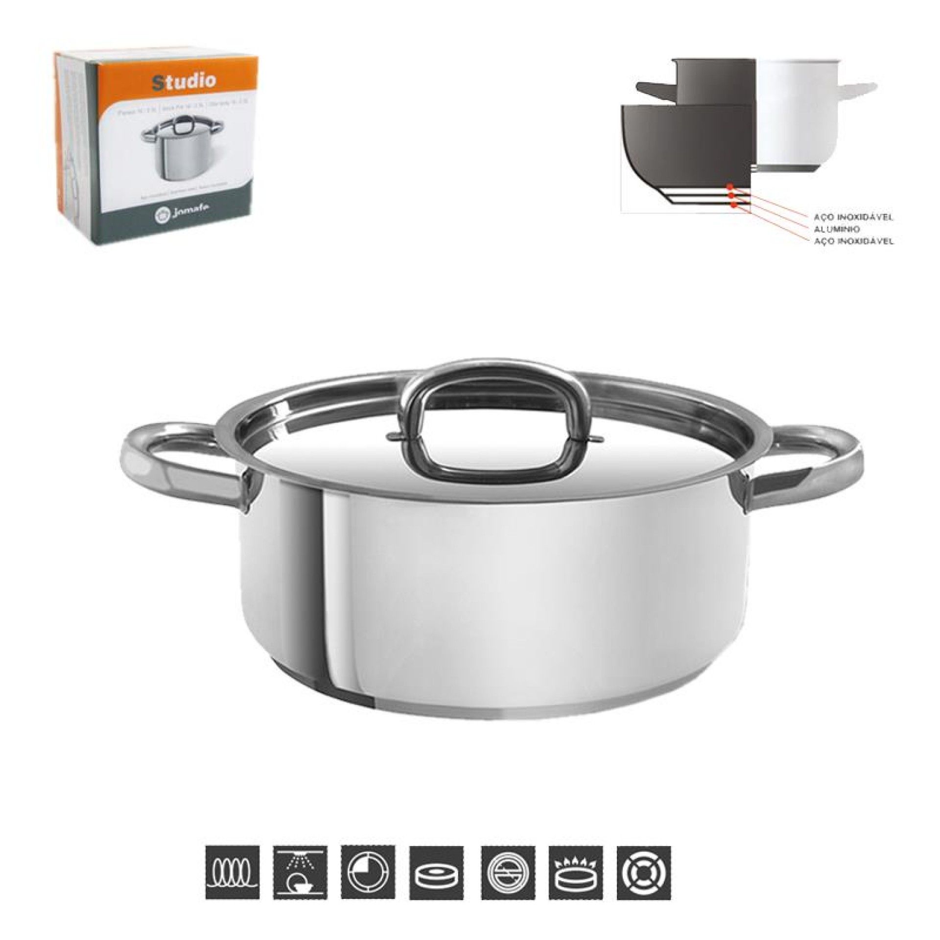 CAÇAROLA JOMAFE AÇO INOX 18 CAÇAROLA JOMAFE AÇO INOX 18