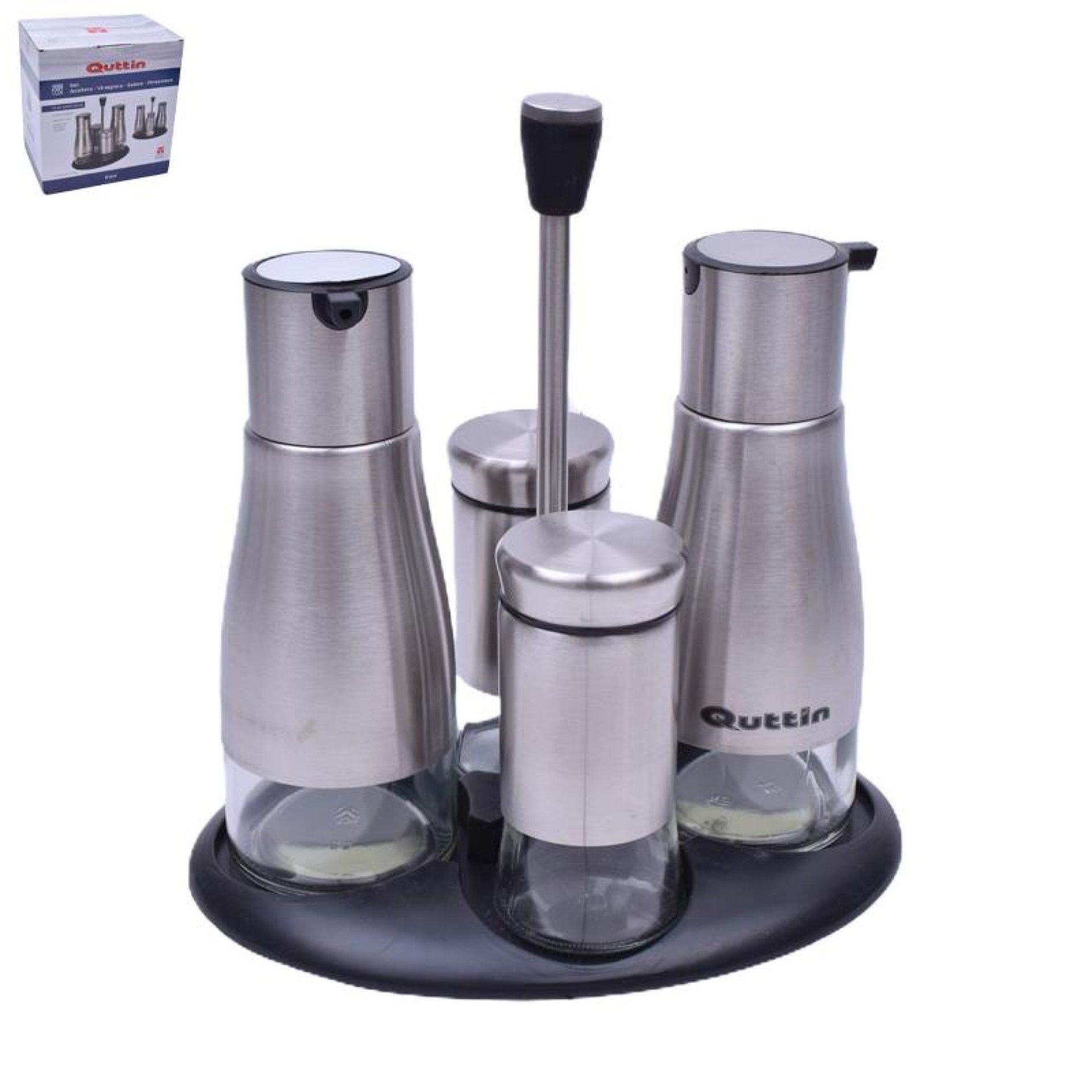 GALHETEIRO INOX 5PÇS C/SUPORTE QUTTIN GALHETEIRO INOX 5PÇS C/SUPORTE QUTTIN