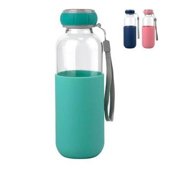 GARRAFA AGUA VIDRO/SILICONE 300ML