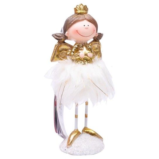 ANJO DOURADO 21CM VESTIDO DE PELO C/LUZ