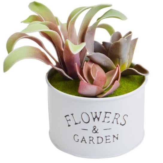 VASO RED. METAL BRC C/ PLANTA 40022