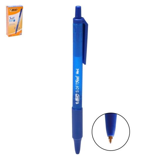 CONJ 12 CANETAS BIC SOFT FEEL AZUL CX18
