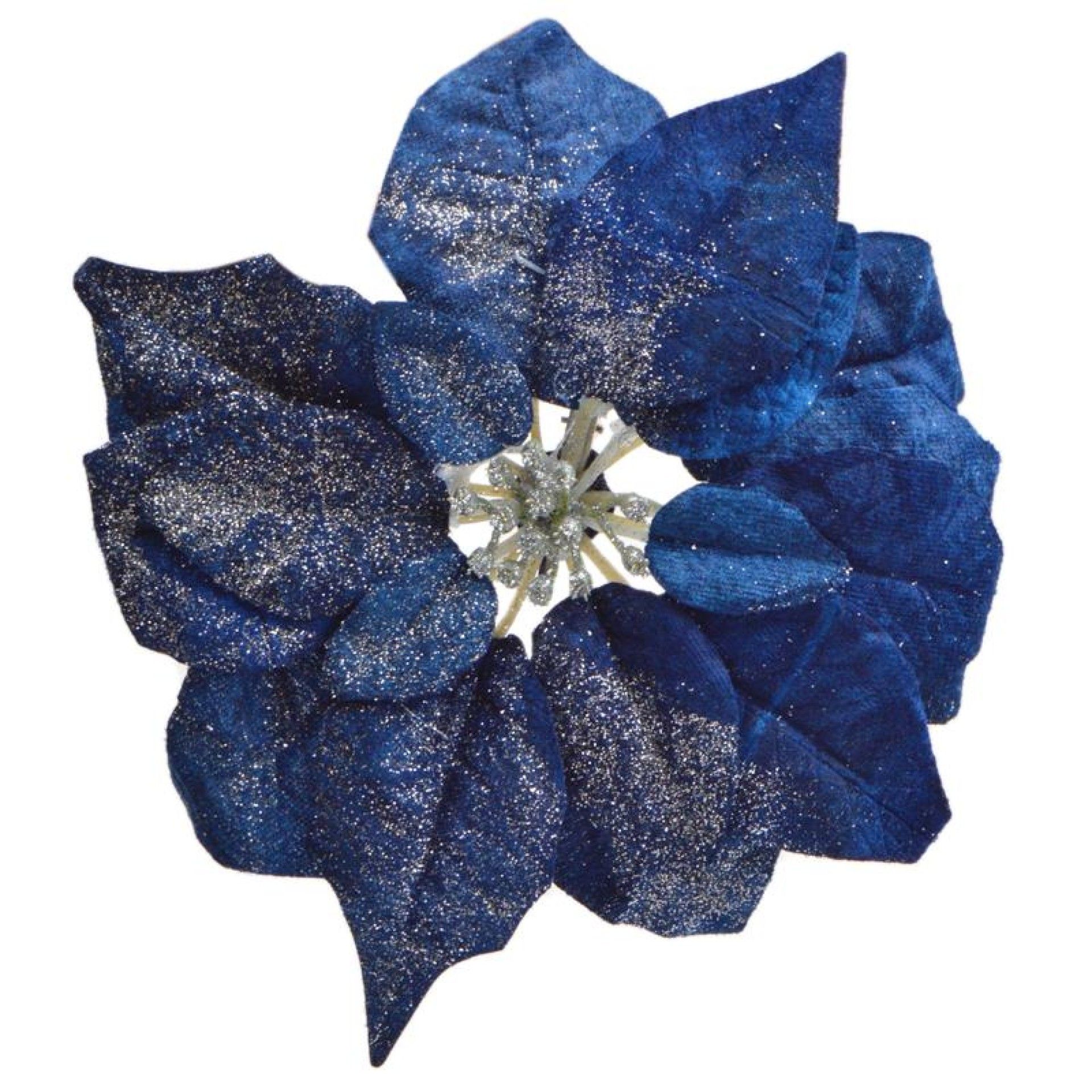FLOR NATAL AZ/PRATA C/ MOLA 25CM