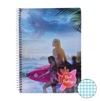 CADERNO ESPIRAL A5 80F QUADR WATERSPORT