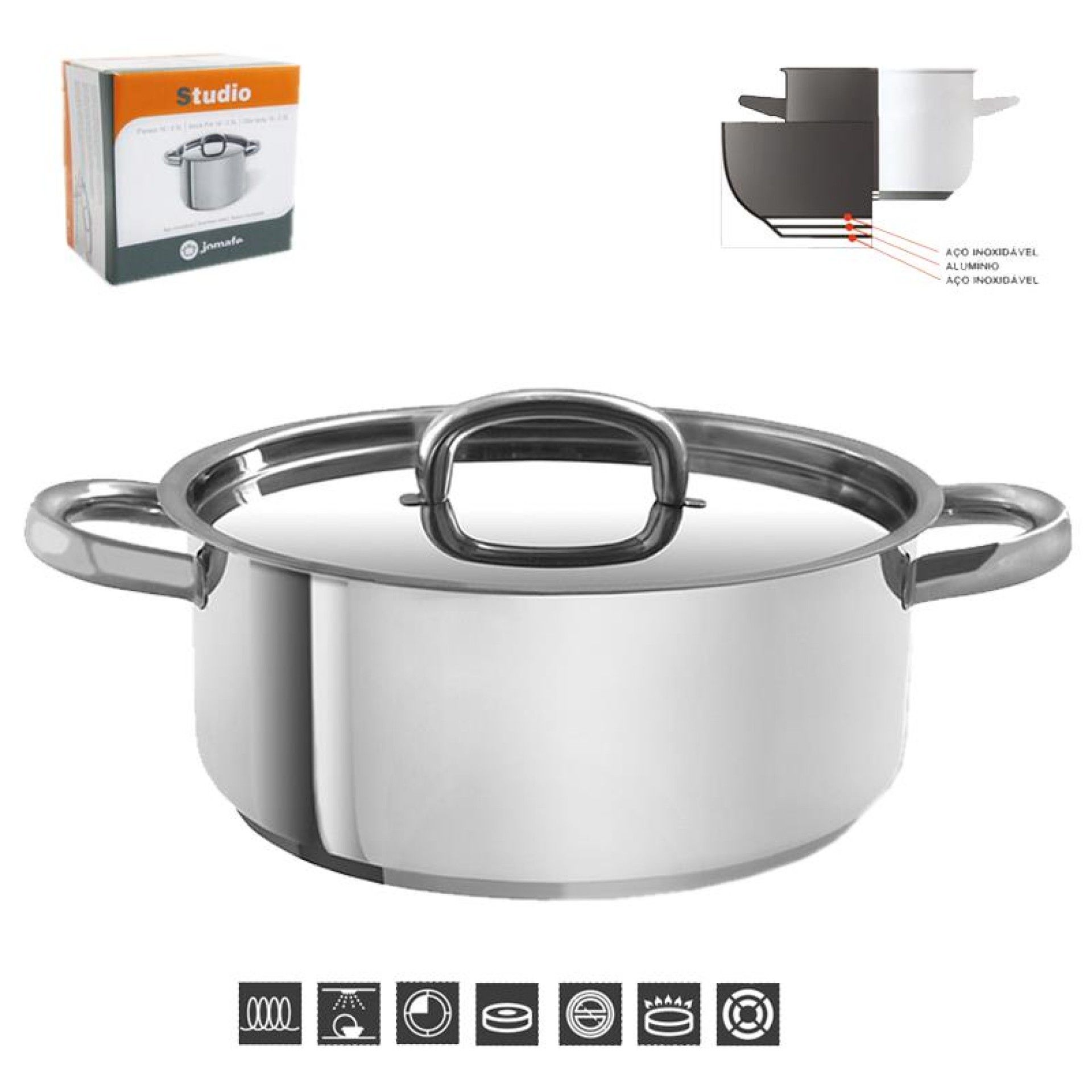 CAÇAROLA JOMAFE AÇO INOX 28 CAÇAROLA JOMAFE AÇO INOX 28