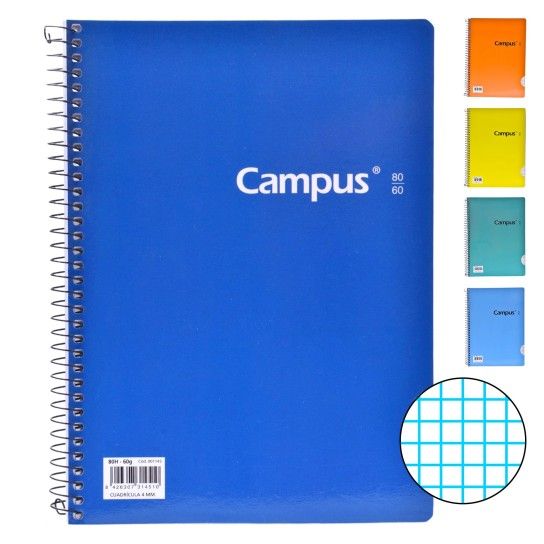 CADERNO CAMPUS A5 QUADR 60GR ESPIRAL
