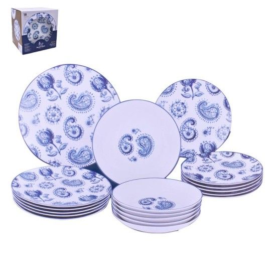 SERVIO JANTAR 18PCS RED SANTA CLARA