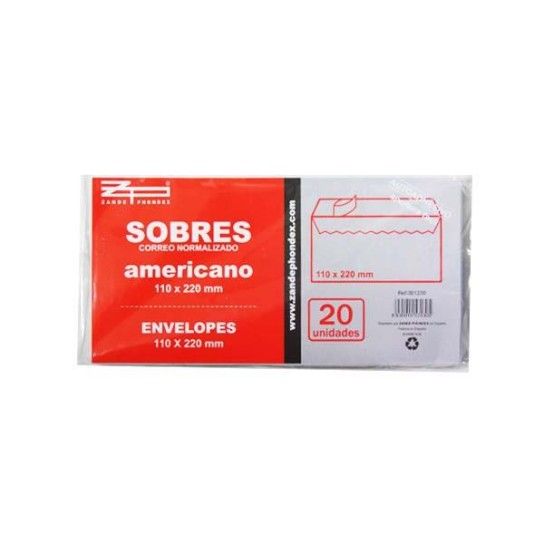 ENVELOPE 110X220 20UNI REF. 001230 CX260 ENVELOPE 110X220 20UNI REF. 001230 CX260