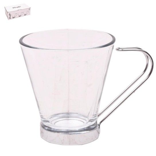 CHAVENA VIDRO ASA METAL 140 ML CX12