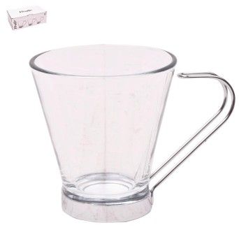 CHAVENA VIDRO ASA METAL 140 ML CX12