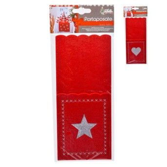 PORTA TALHERES NATAL FELTRO VERM/OURO